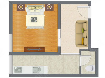 1室1厅 44.81平米