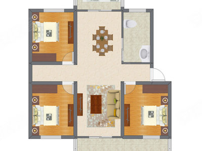3室2厅 83.42平米