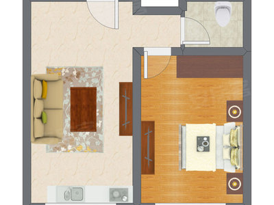 1室1厅 50.34平米户型图