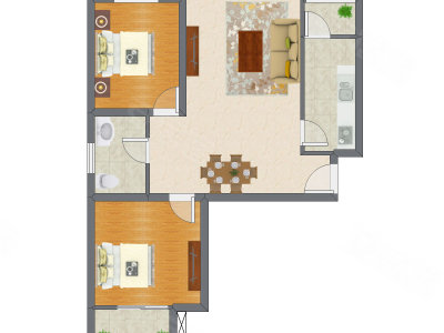 2室2厅 95.62平米户型图