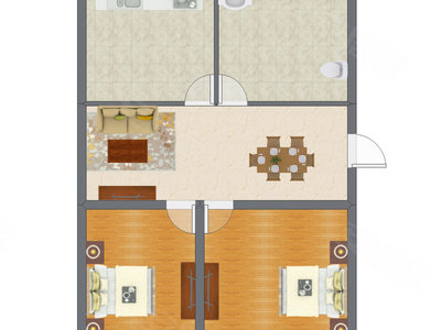 2室2厅 66.13平米户型图