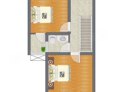 2室2厅 37.30平米户型图
