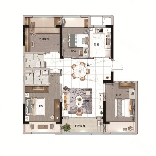 现房,户型方正,南北通透,碧桂园天璞1二手房,235万,4室2厅,2卫,125