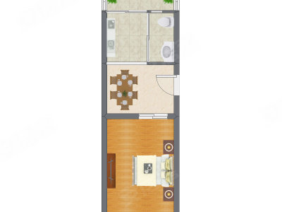 1室1厅 44.54平米