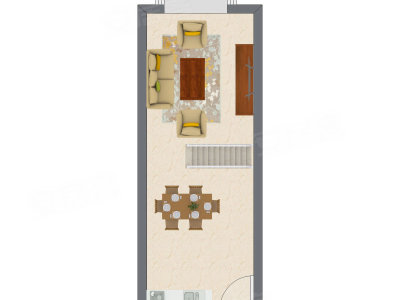 1室2厅 23.86平米户型图