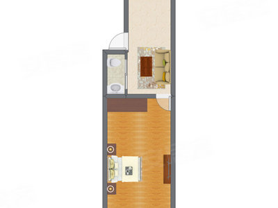 1室1厅 37.54平米