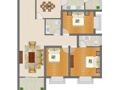 3室2厅 93.44平米