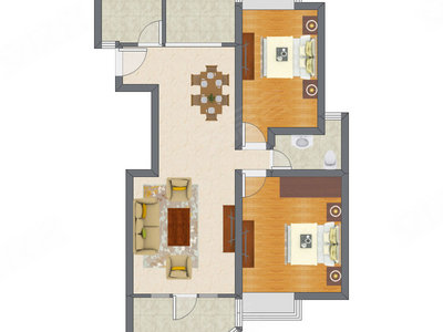 2室2厅 101.65平米户型图