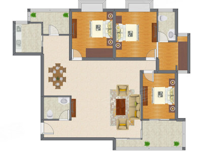 3室2厅 164.73平米户型图