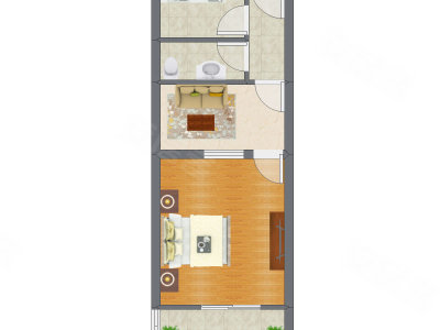 1室1厅 48.52平米户型图