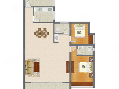 2室2厅 115.23平米户型图