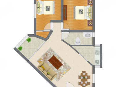 2室2厅 78.82平米户型图