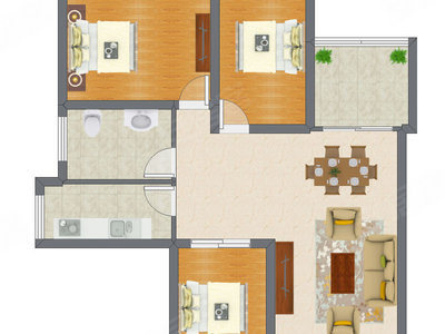 3室2厅 68.26平米