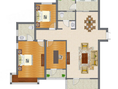 3室2厅 124.44平米