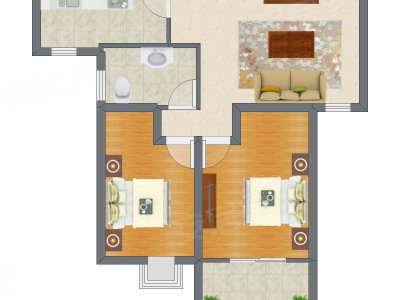 2室1厅 73.60平米户型图