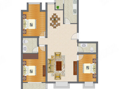 3室2厅 97.90平米