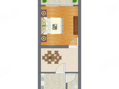 1室1厅 23.61平米户型图