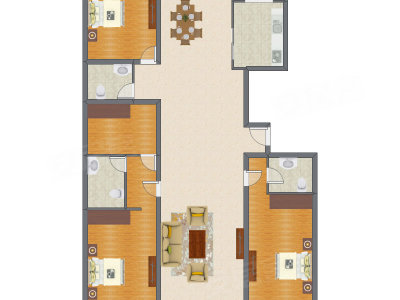 3室2厅 233.41平米