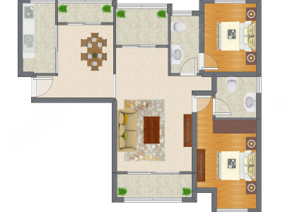 2室2厅 120.88平米户型图