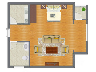 1室1厅 73.25平米户型图