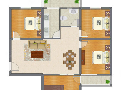 3室2厅 107.90平米户型图