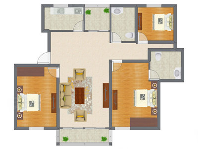 3室1厅 100.98平米