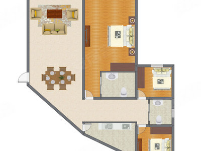 3室1厅 148.43平米