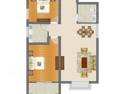 2室2厅 99.84平米户型图