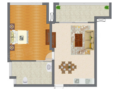 1室2厅 94.00平米