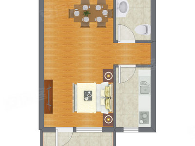 1室0厅 41.22平米户型图