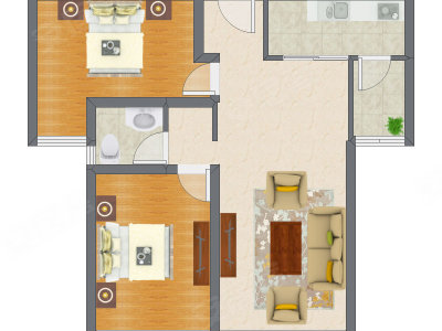 2室1厅 86.88平米户型图