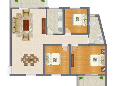 3室2厅 114.11平米户型图