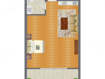 1室0厅 80.00平米户型图
