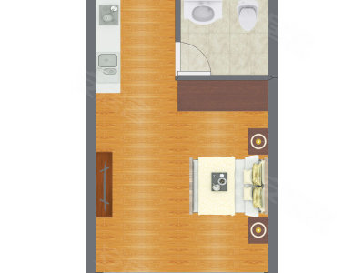 1室1厅 37.63平米户型图