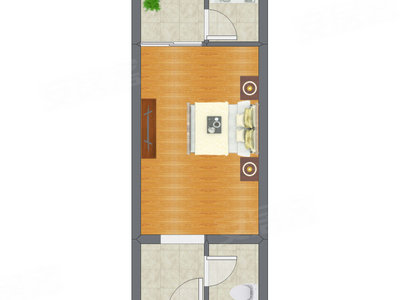 1室0厅 39.07平米户型图