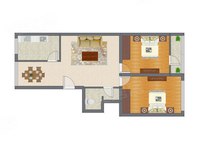 2室2厅 104.17平米户型图