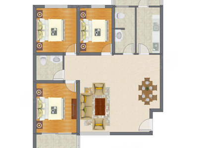 3室2厅 124.46平米