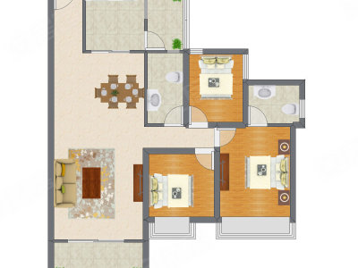 3室2厅 108.60平米