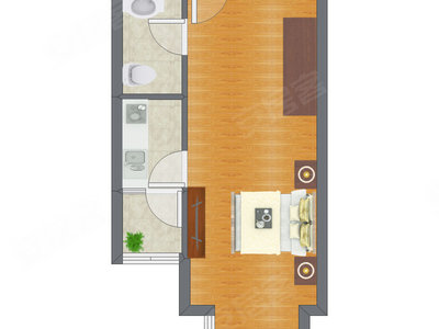 1室0厅 42.27平米户型图