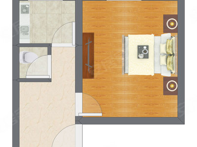 1室1厅 38.69平米户型图