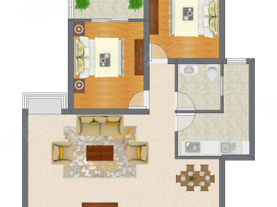 2室2厅 86.40平米户型图