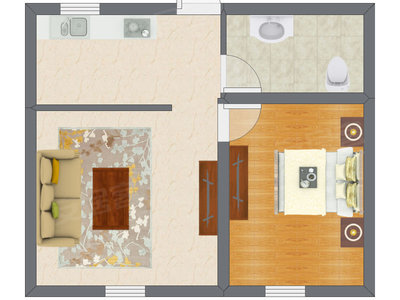 1室1厅 44.00平米户型图