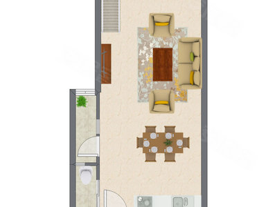 1室2厅 53.84平米户型图