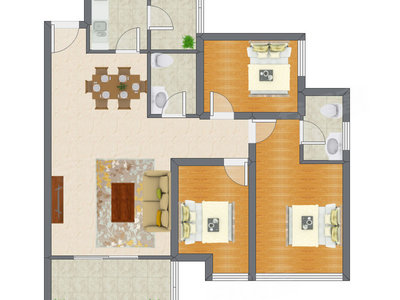 3室2厅 103.73平米户型图