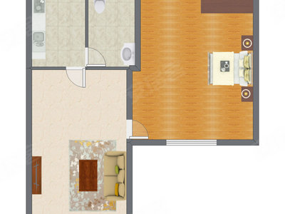 1室1厅 74.00平米户型图