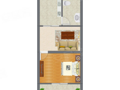 1室1厅 41.15平米户型图