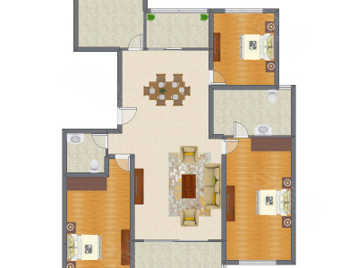 3室2厅 190.00平米户型图