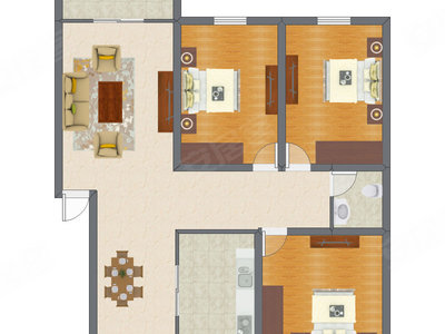 3室1厅 98.39平米