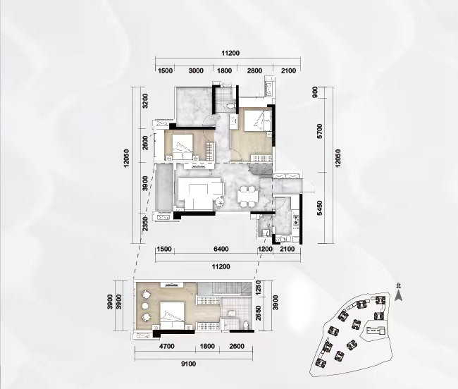 万科麓山(新房)3室2厅2卫108㎡南125万