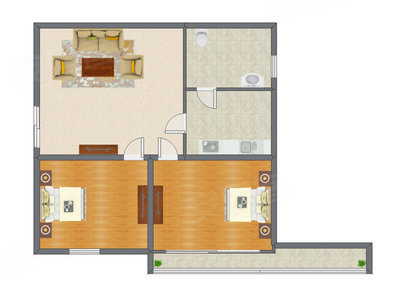 2室1厅 121.00平米户型图